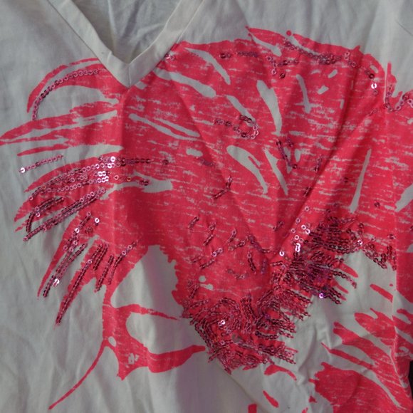 Diesel White V-Neck T-Shirt with Pink Only the Brave Design Size S - Picture 3 of 15